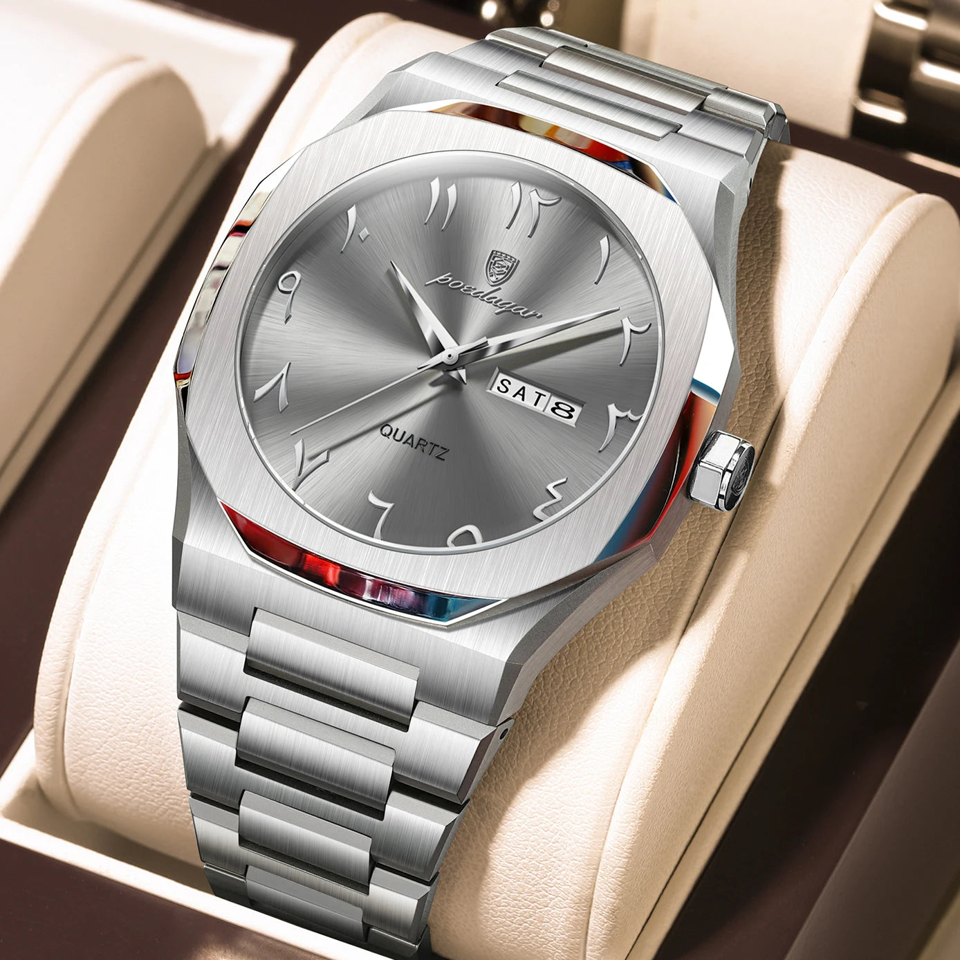 POEDAGAR Original Luxury Men's Watch Waterproof Week Date Fashion Men Wristwatch Quartz Stainless Steel Man Watches Reloj Hombre Beauty World Shop