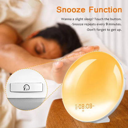 Wake Up Light Alarm Clock with Sunrise/Sunset Simulation Dual Alarms FM Radio Nightlight 7 Colors Natural Sounds Snooze Beauty World Shop