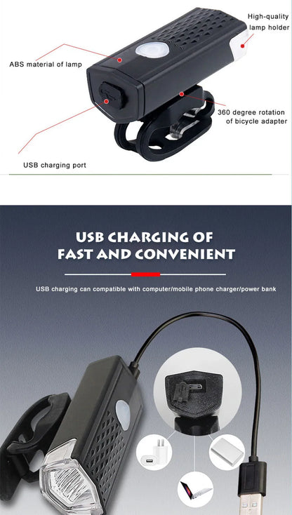 Bike Light Set Front Light with Taillight USB Rechargeable Easy to Install 3 Modes Bicycle Accessories for the Bicycle Road MTB Beauty World Shop