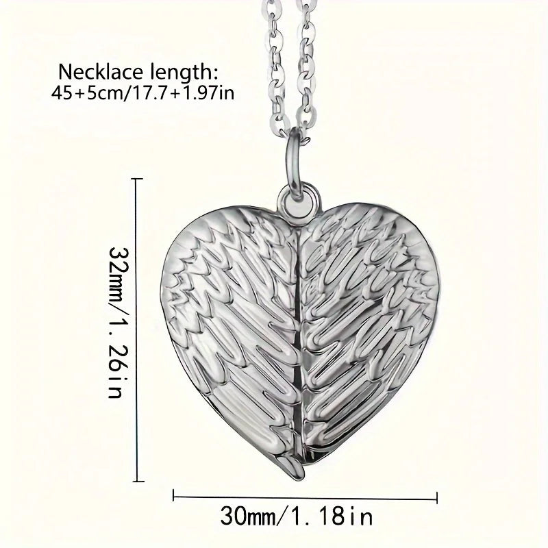 Custom Picture/photo Small Box Pendant Necklace, Personalized Angel Wing Small Box Pendant Men's Women's Necklace Christmas Gift Beauty World Shop