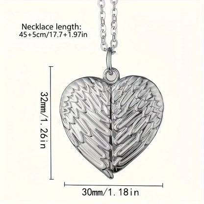 Custom Picture/photo Small Box Pendant Necklace, Personalized Angel Wing Small Box Pendant Men's Women's Necklace Christmas Gift Beauty World Shop