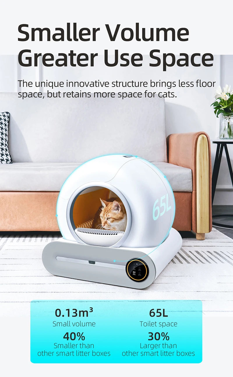 New 65L Automatic Smart Cat Litter Box Self Cleaning Fully Enclosed Large Cat Toilet Litter Tray Beauty World Shop