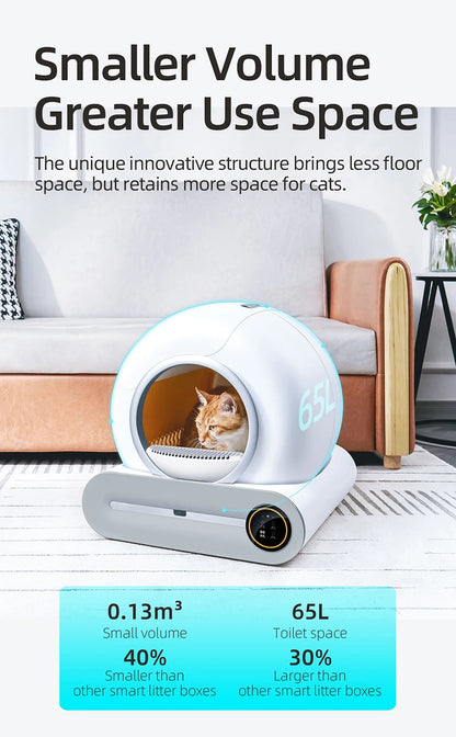 New 65L Automatic Smart Cat Litter Box Self Cleaning Fully Enclosed Large Cat Toilet Litter Tray Beauty World Shop