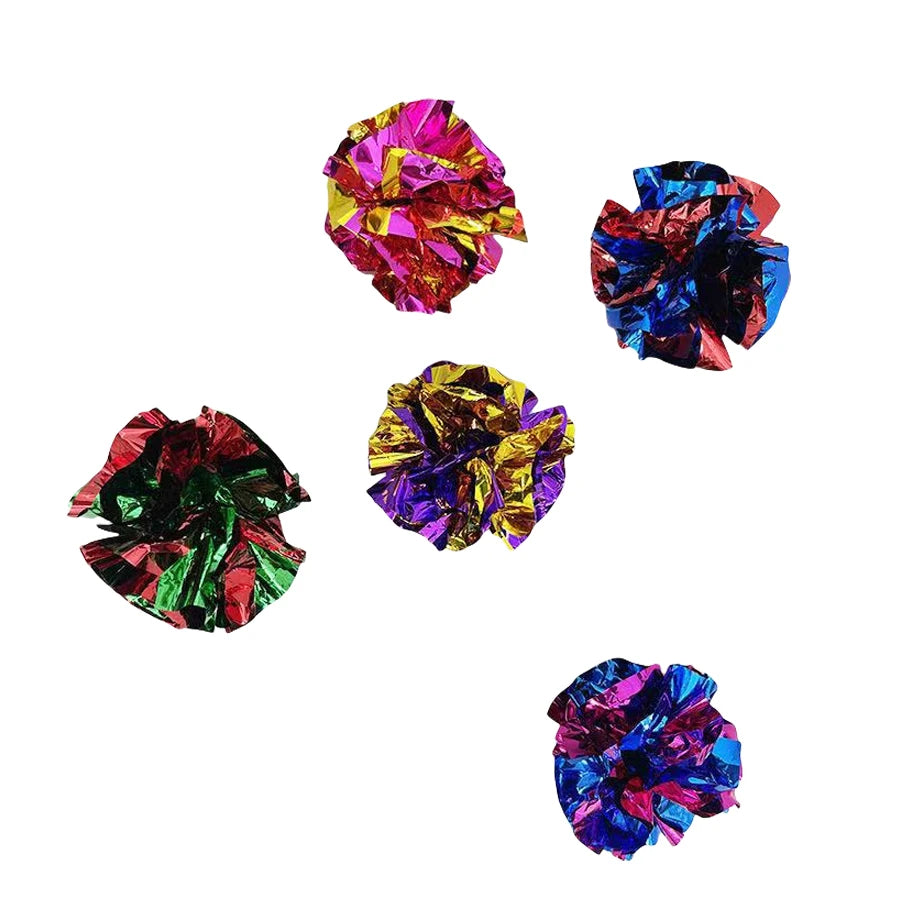 5/10Pcs Crinkle Ball Cat Toys with Crackling Sound & Laser Reflection, Durable Scratch-Resistant Paper Balls for Kittens Beauty World Shop