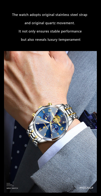 POEDAGAR Original Luxury Men's Watch Waterproof Luminous Chronograph Men Wristwatch Stainless Steel Quartz Watches For Man Reloj Beauty World Shop
