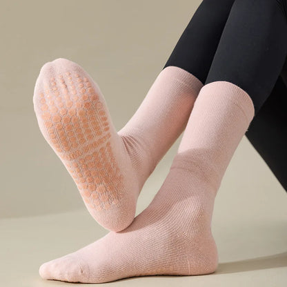 Professional Yoga Socks Women Silicone Non-slip Solid Color Pilates Socks Cotton Breathable Floor Gym Fitness Dance Sports Socks Beauty World Shop