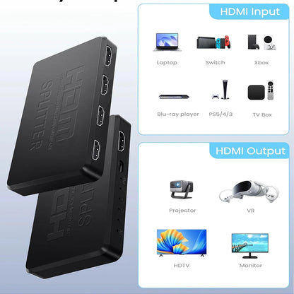 4K 2K HDMI-compatible Splitter 1 in 4 out 4x1 HDTV Switch HDMI-compatible Adapter HD Video Switcher for Xbox PS4 DVD PC Laptop Beauty World Shop