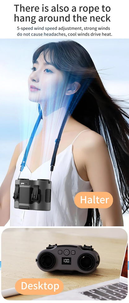 Portable Waist Clip Fan Mini USB Charging Hanging Fan with LED Flashlight Outdoor Single/dual Air Outlet Fan 20000/10000Mah F6/7 Beauty World Shop