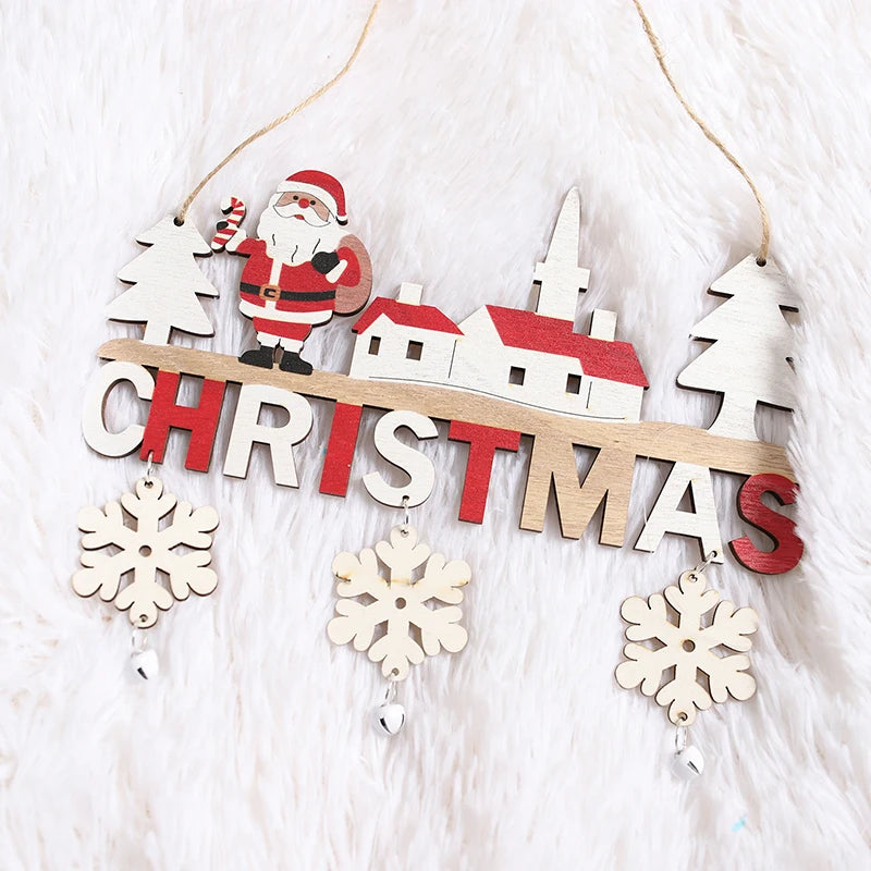 Gnome Santa Claus Wooden Hanging Ornament 2024 Merry Christmas Decoration for Home Door Xmas Tree Pendants Navidad New Year 2025 Beauty World Shop