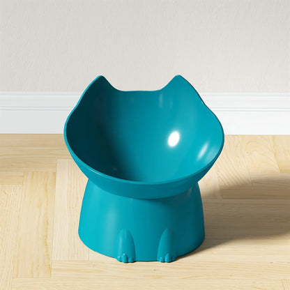 1pcs WhiskerWare Elevated Cat Bowl, Anti-Tip Plastic Raised Pet Feeding Dish with Tilted Edge, Neck Protection Kitty Food Beauty World Shop