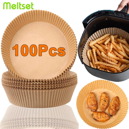 50/100Pcs Air Fryer Disposable Paper Non-Stick Airfryer Baking Papers Round Air-Fryer Paper Liners Paper Kitchen Accessories Beauty World Shop