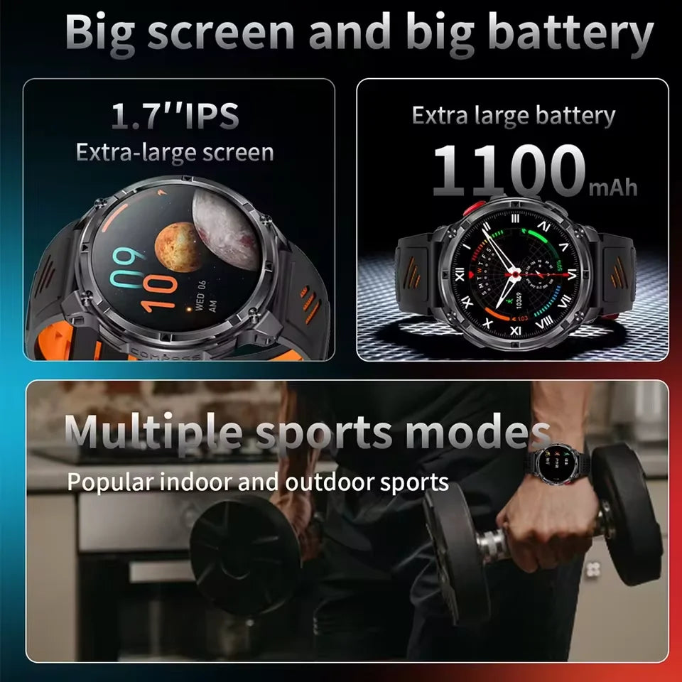 2026 New T-Rex3 Pro 1100mAh Battery Smart Watch GPS path 5ATM Waterproof Sports Run tracker Outdoors Compass Military Smartwatch Beauty World Shop
