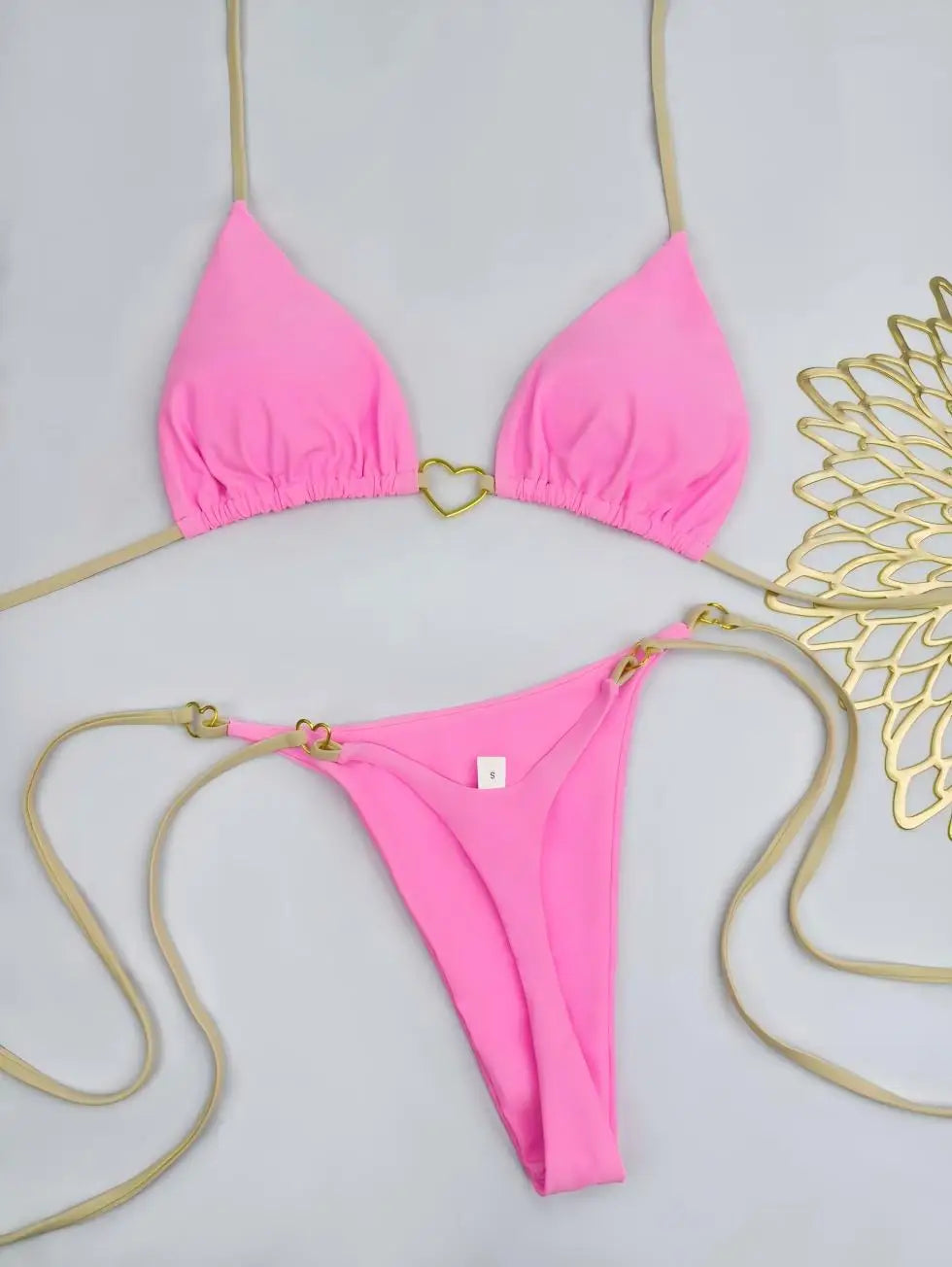 New Solid Color White Bikini Women suit Low Waist Lace-up Fashionable Swimsuit Two-piece Set Beauty World Shop