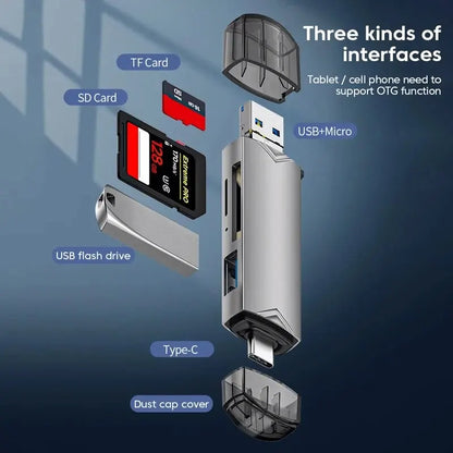 6 In 1 Multifunction Usb 3.0 Card Reader U Disk Type C/Micro Usb/Tf/Sd Flash Drive Memory Card Reading Adapter Phone Accessories Beauty World Shop