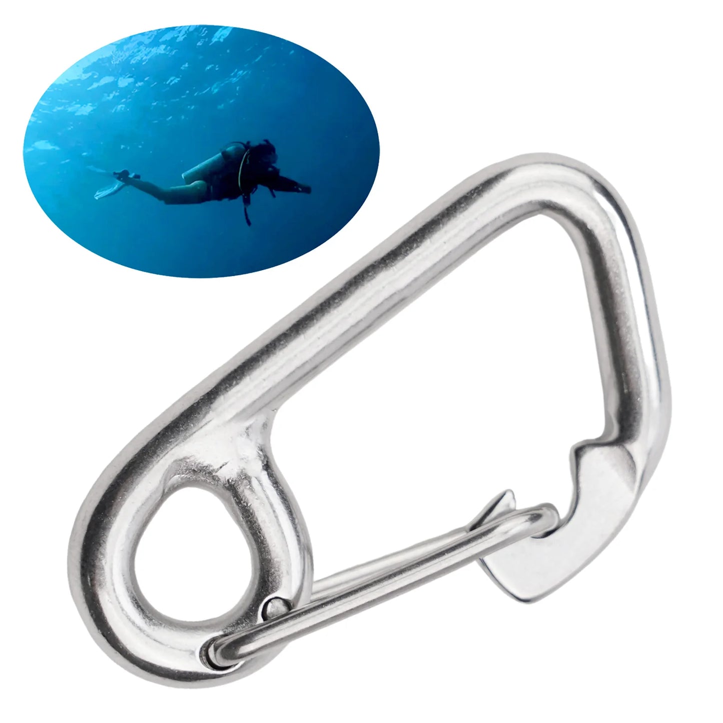 Scuba Diving Hook Stainless Steel Safety Diving Buckle Clip Camping Carabiner Simple Hook Hanging Buckle Snap Kayak Accessories Beauty World Shop