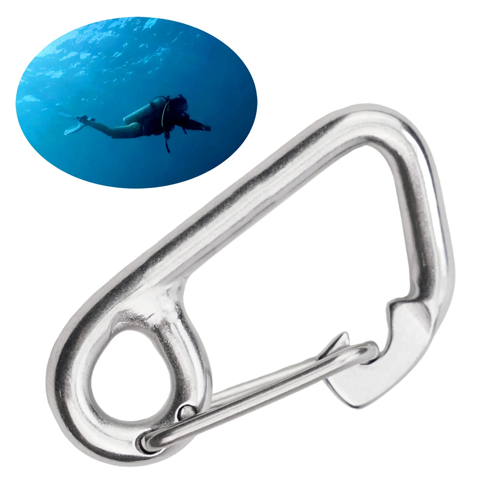 Scuba Diving Hook Stainless Steel Safety Diving Buckle Clip Camping Carabiner Simple Hook Hanging Buckle Snap Kayak Accessories Beauty World Shop