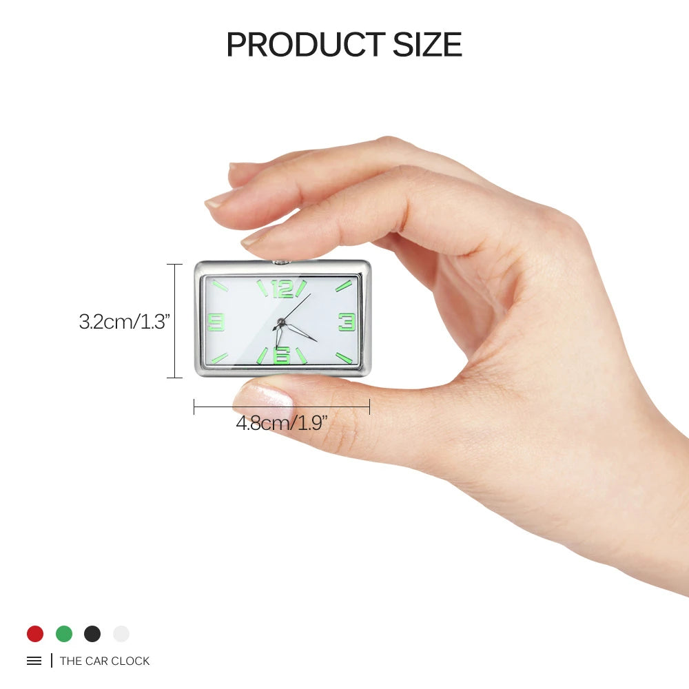 Auto Fashion Square Watch Car Clock Interior Decoration Self-adhesive Electronic Vent Clip Watch Automobile Quartz Clock Beauty World Shop