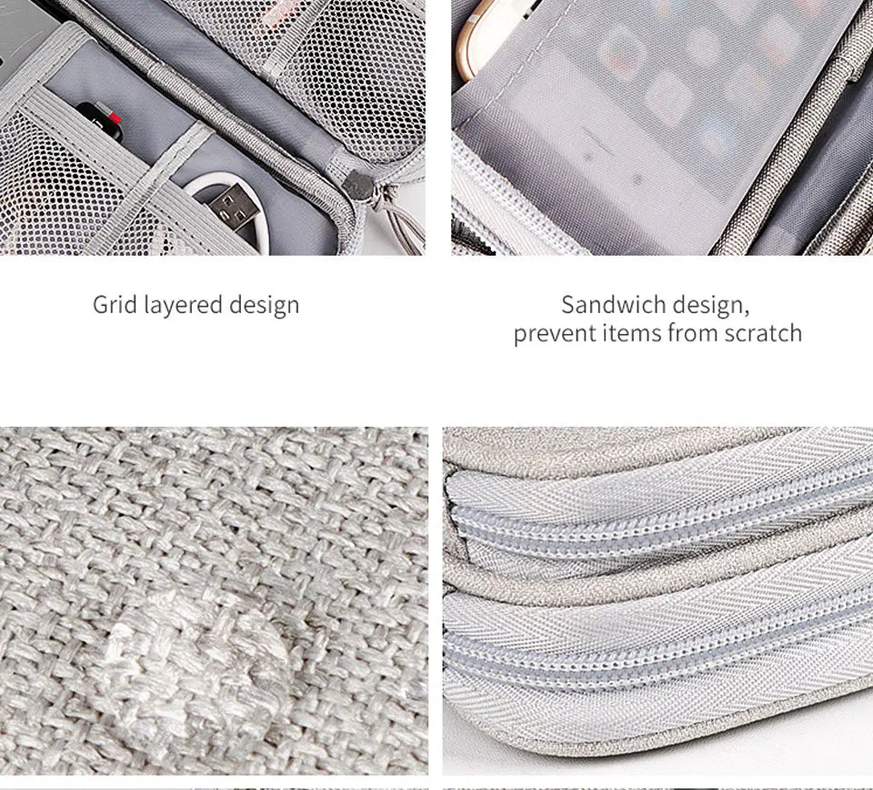 Data Cable Storage Bag Waterproof Portable Carry Case  Storage Bag Travel Organizer Bag for Cable Cord USB Charger Beauty World Shop