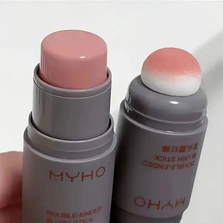 Double Head Sponge Monochrome Powder Blusher Lip and Cheek Dual-Use Durable Matte Natural Rouge Powder Blusher Stick Light Natur Beauty World Shop