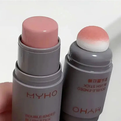 Double Head Sponge Monochrome Powder Blusher Lip and Cheek Dual-Use Durable Matte Natural Rouge Powder Blusher Stick Light Natur Beauty World Shop