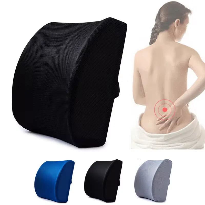 Car Lumbar Support Cushion Memory Foam Waist Pillow 2 Color Auto Seat Back Cushion for Car Chair Home Office Relieve Pain Beauty Trend Shop
