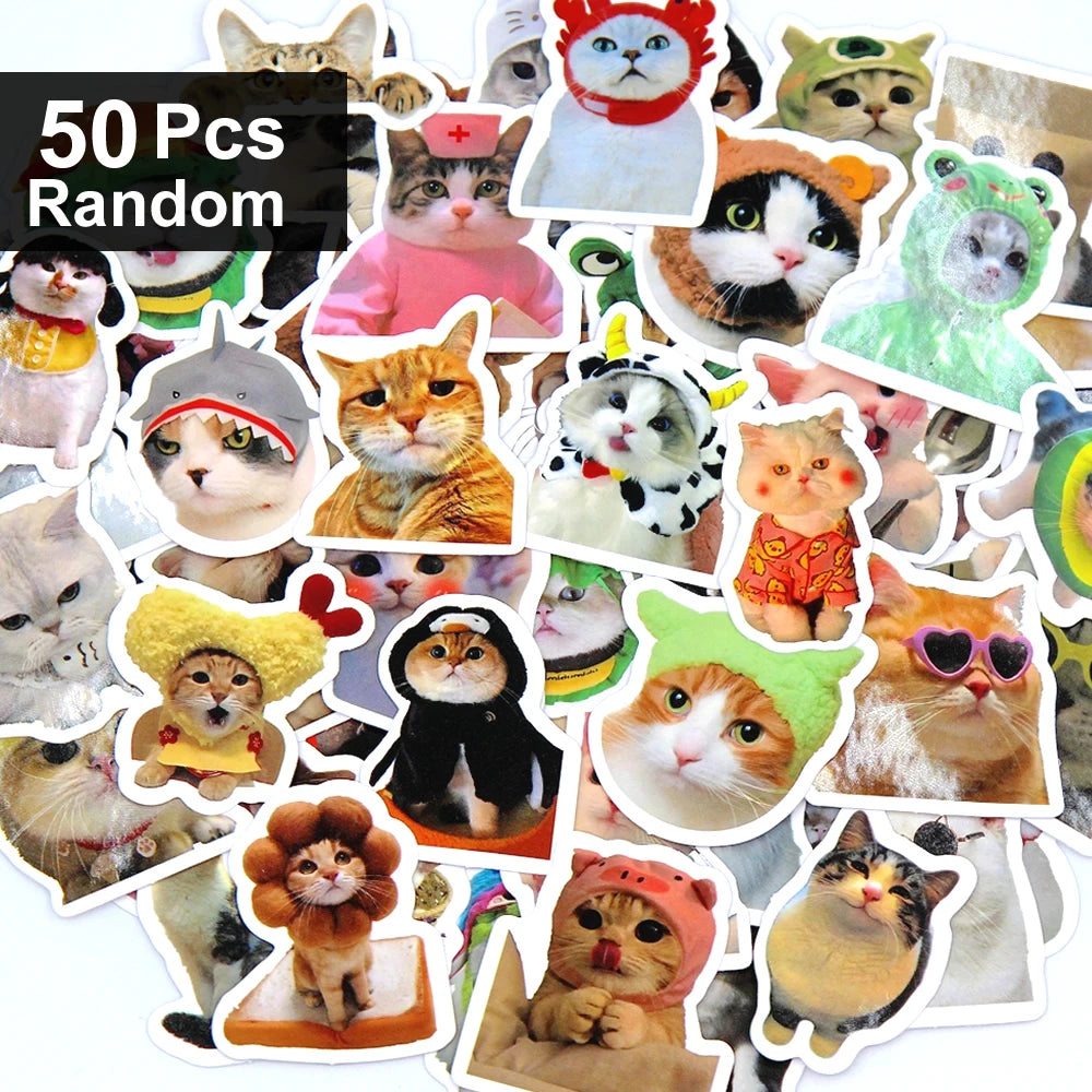 100/500/1000pcs Funny Cat Stickers Cartoon Cute Decals Toy Stationery Guitar Phone Bicycle Laptop Luggage Graffiti Kids Sticker Beauty World Shop