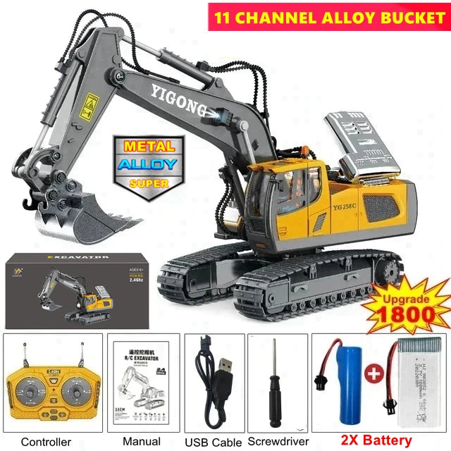 4WD Remote Control Excavator 4x4 Alloy Dump Truck Bulldozer Radio Model RC Car Construction Vehicle Toy Children Kids Gifts Beauty World Shop