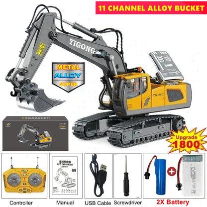 4WD Remote Control Excavator 4x4 Alloy Dump Truck Bulldozer Radio Model RC Car Construction Vehicle Toy Children Kids Gifts Beauty World Shop