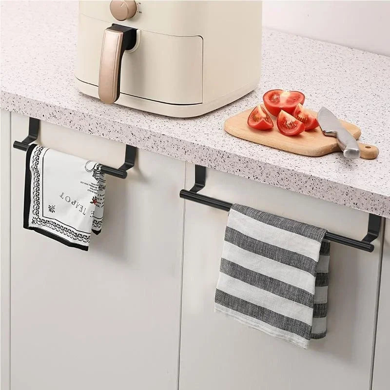 Towel Rod Steel Metal Wire Over Cabinet Towel Rack Storage Organizer Bathroom Door Hanging Towel Rack Punch-free Rag Hanger Beauty World Shop