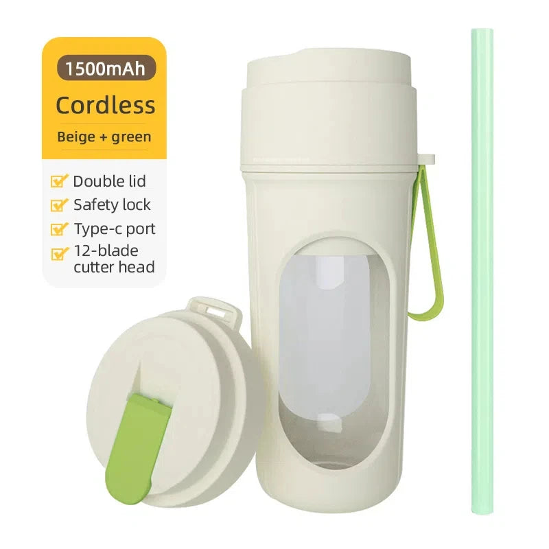 Portable Juicer Blender 400ml Electric Fruit Juicer USB Charging Lemon Orange Fruit Juicing Cup Smoothie Blender Machine 2cups Beauty World Shop