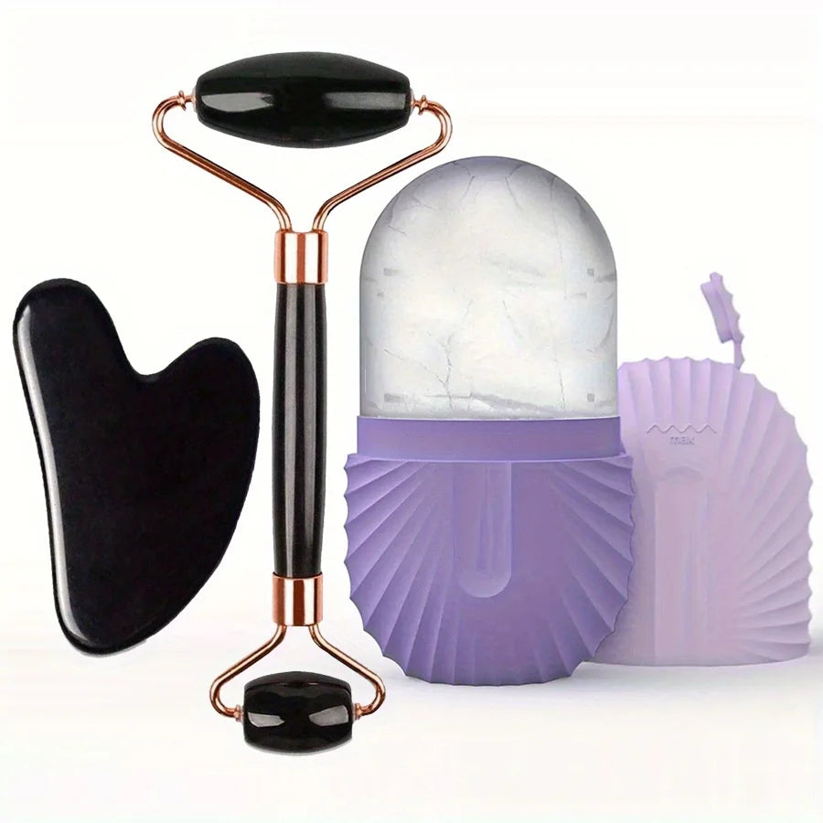 3-piece facial care set with cooling roller, facial roller and gua sha tools set. Perfect gift Beauty World Shop