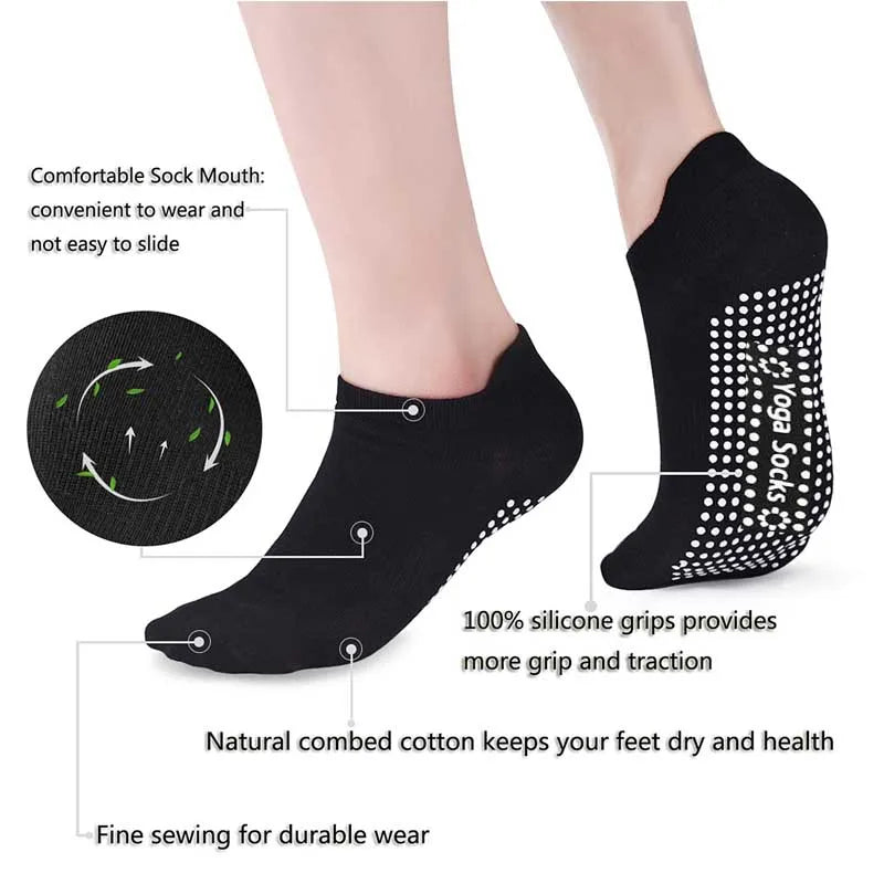 1Pair Non Slip Yoga Pilates Socks Gym Fitness Dance Barre Woman Socks Full Toe Ankle Fall Prevention Sports Grip Socks Beauty World Shop