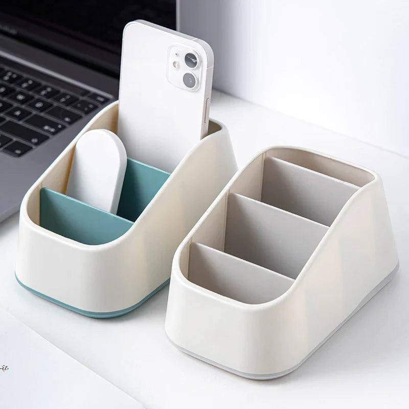 Remote Control Holder 4 Slot Desktop Storage Box Tv Remote Control Phone Trapezoidal Basket Stationery Organizer Case Home Hotel Beauty Trend Shop