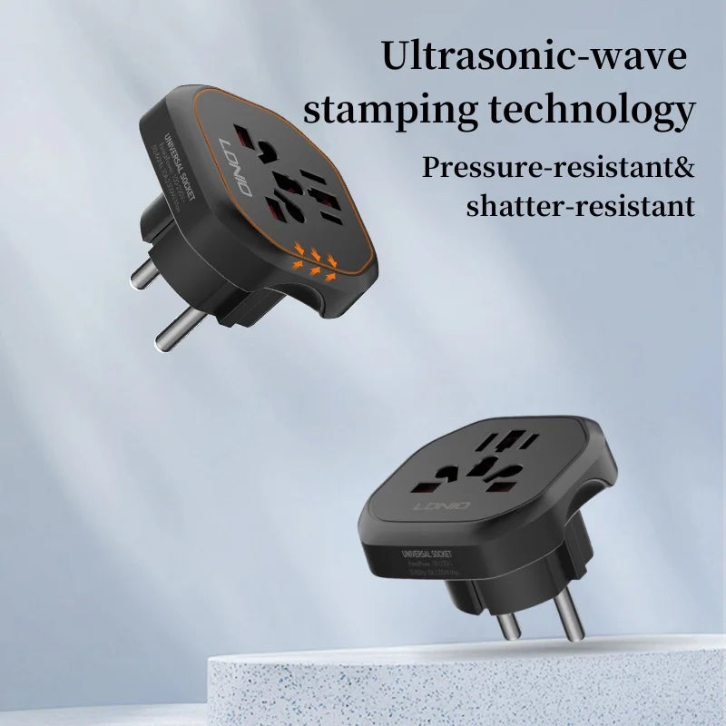 LDNIO Korea EU Plug Adapter 2500W Travel Adapter Converter High Quality Universal Socket AU US UK CN To EU KR 4.8 mm Wall Socket Beauty World Shop
