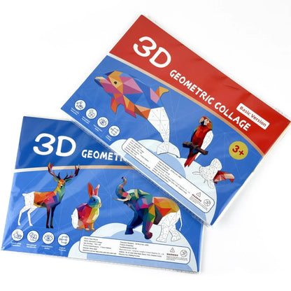 3D Geometric Heteroideus Animal Puzzle Stickers Puzzle Stress Relieving Block Drawing DIY Stickers Basic /Advanced Version/2PCS Beauty World Shop