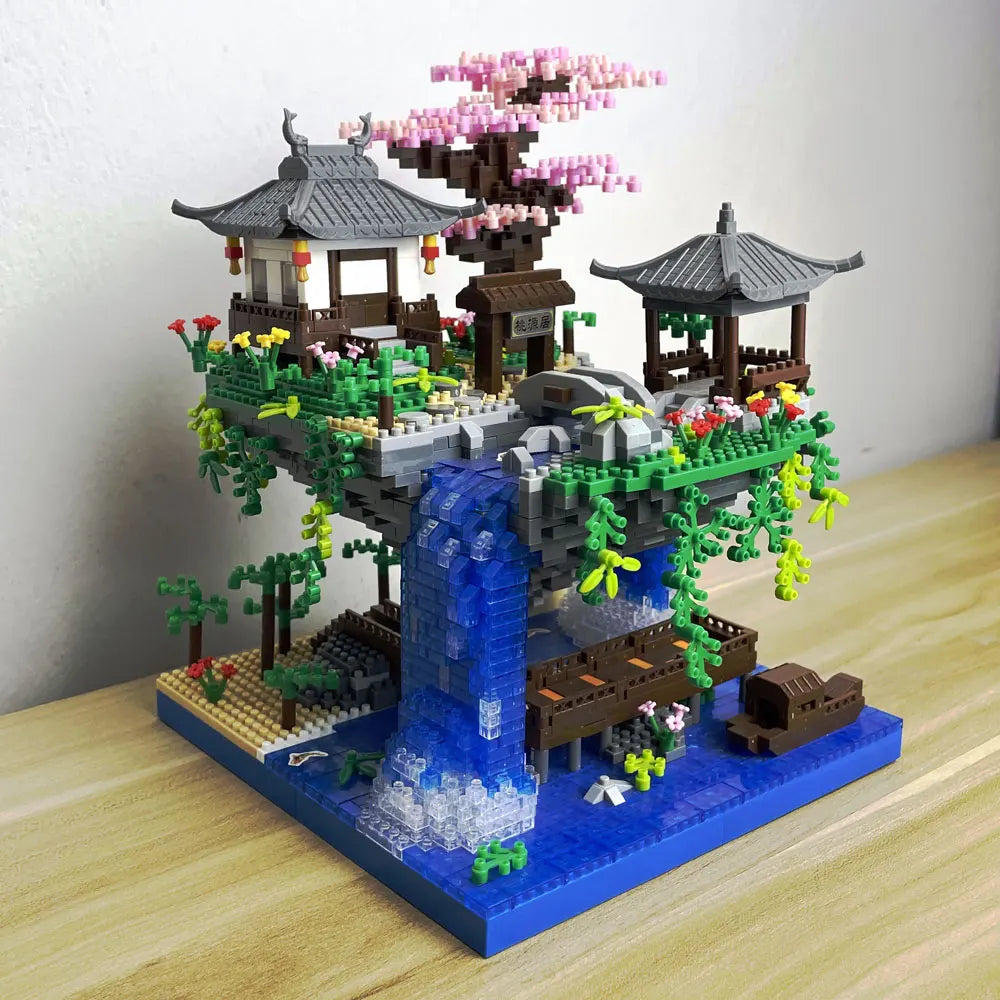Taohuatan Lake Themed Micro Brick Building Blocks Set Adult Creative Toys Unique Chinese Landscape Model Bricks with LED Light Beauty World Shop