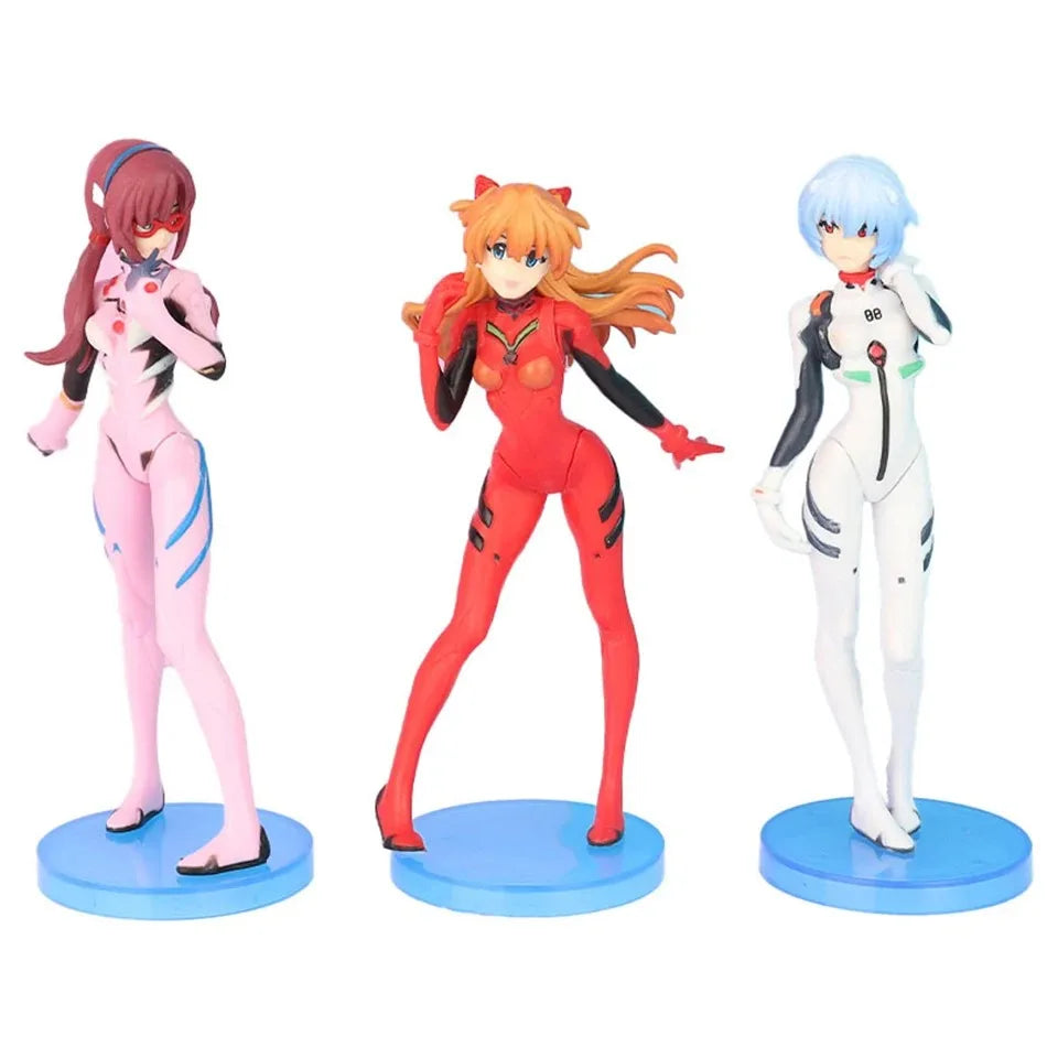 3Pcs/set  Neon Genesis EVANGELION Anime Figure Eva Ayanami Rei Asuka Langley Soryu Makinami PVC Action figure Toys Model Collec Beauty World Shop