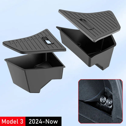 Trunk Organizer for Tesla Model 3 2024 2025 Waterproof Rear Trunk Storage Bins Side Box with Carpeted Lip Car Travel Accessories Beauty World Shop
