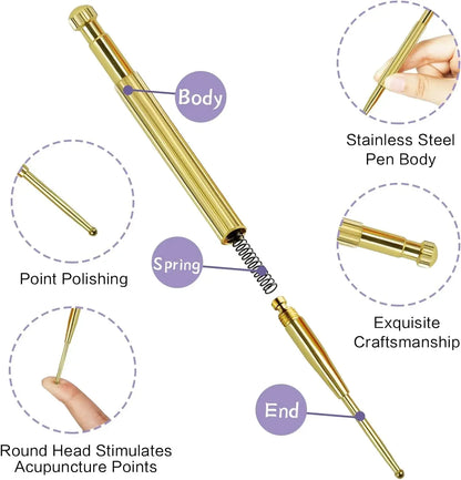 Facial Reflexology Massage Tool Retractable Acupuncture Pen Double Headed Spring Ear Care Tool Point Probe Pen Massager for Face Beauty Trend Shop