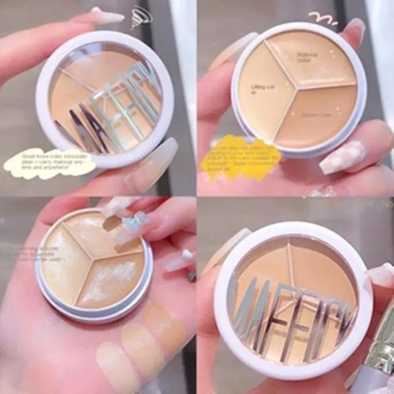 3-Color Concealer Palette Professionally Covers Dark Circles Around Eyes and Face Beauty World Shop