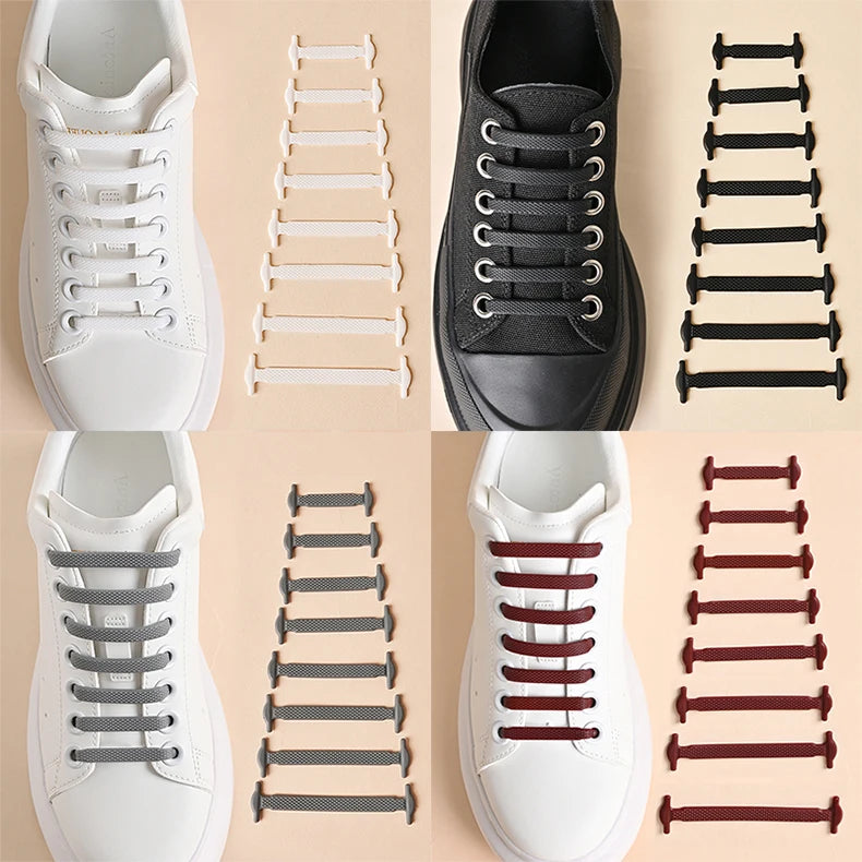 16pcs/lot Silicone Shoelaces No Tie Shoelaces 12 colors Elastic Lace Shoelace Creative Lazy Silicone Laces Rubber Lace Beauty World Shop