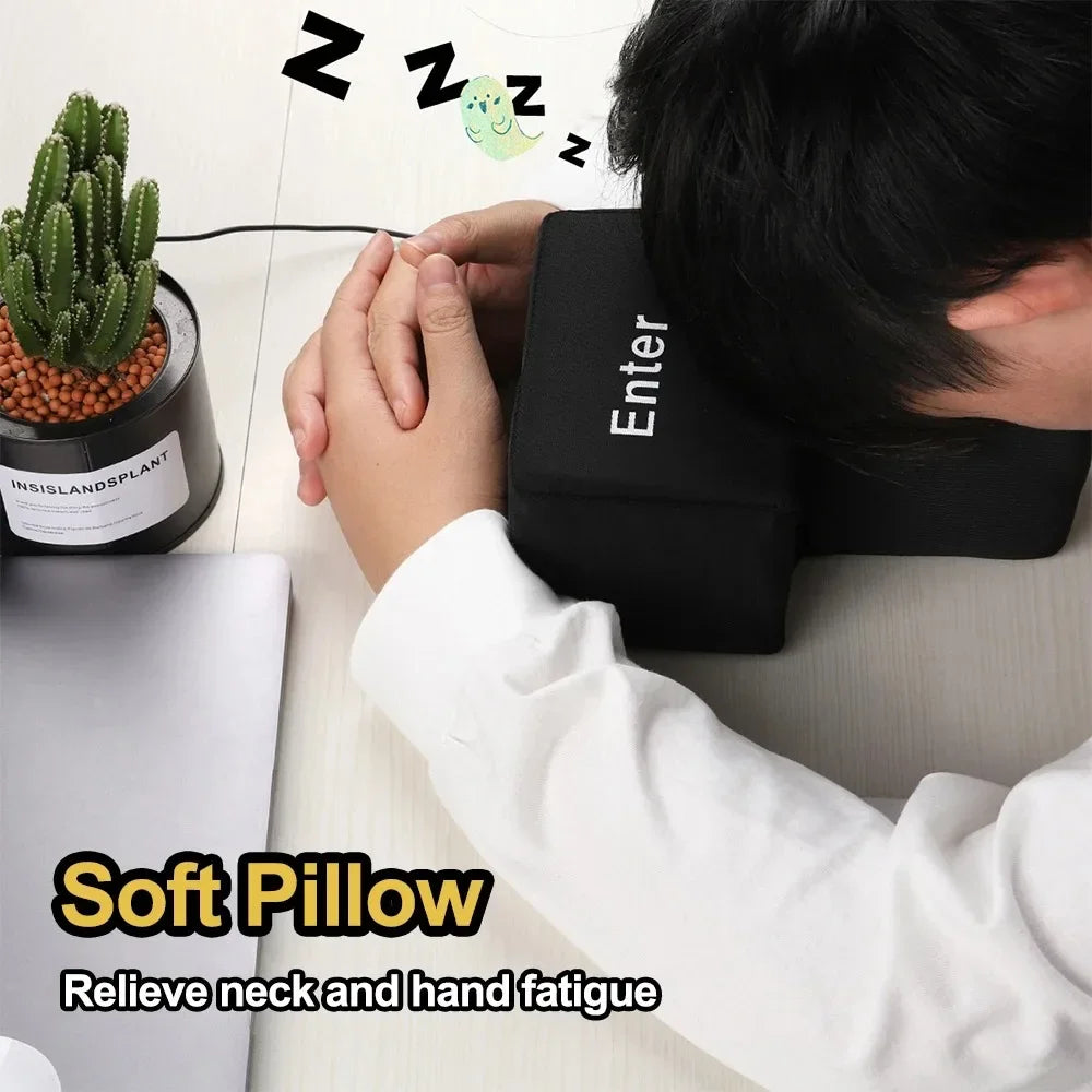 Big USB Enter Key Mouse Anti Stress Button Decompression Computer Any Vent Pillows Button Desktop Pillow For Programmer Worker Beauty World Shop