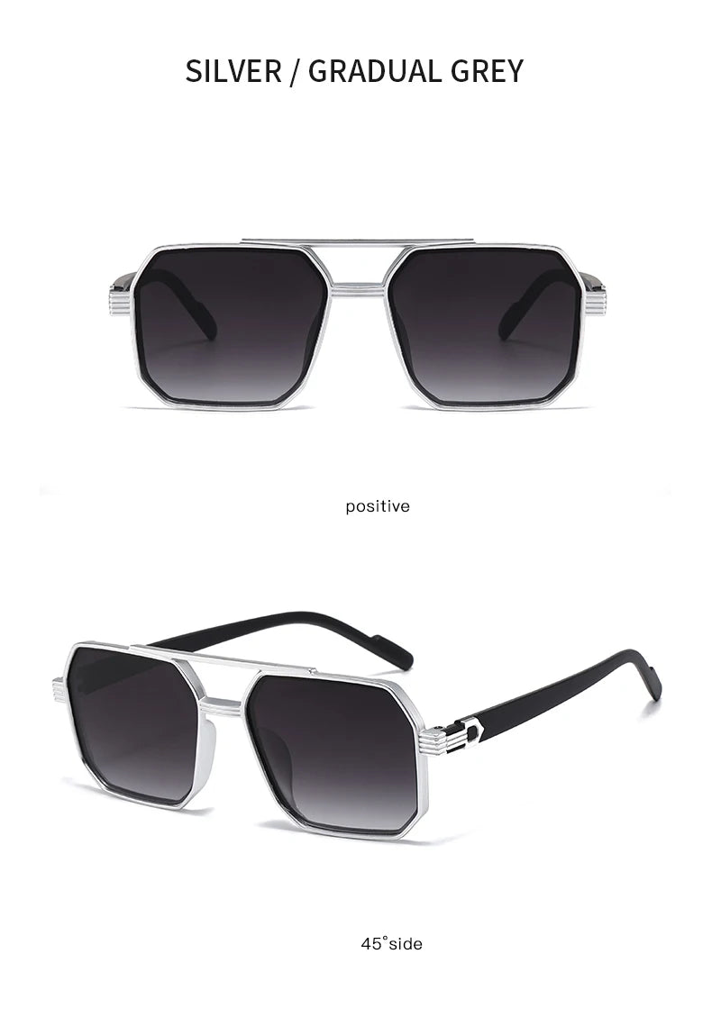 Hiking New Fashion Double Beam Polygonal Anti Light Glasses Retro Personalized Trendy Large Frame Eyewear European and American Beauty World Shop