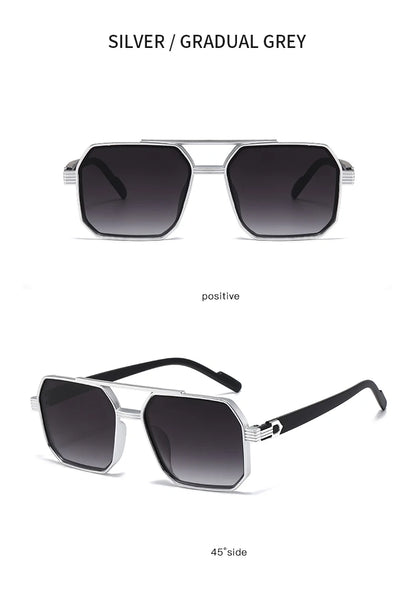 Hiking New Fashion Double Beam Polygonal Anti Light Glasses Retro Personalized Trendy Large Frame Eyewear European and American Beauty World Shop