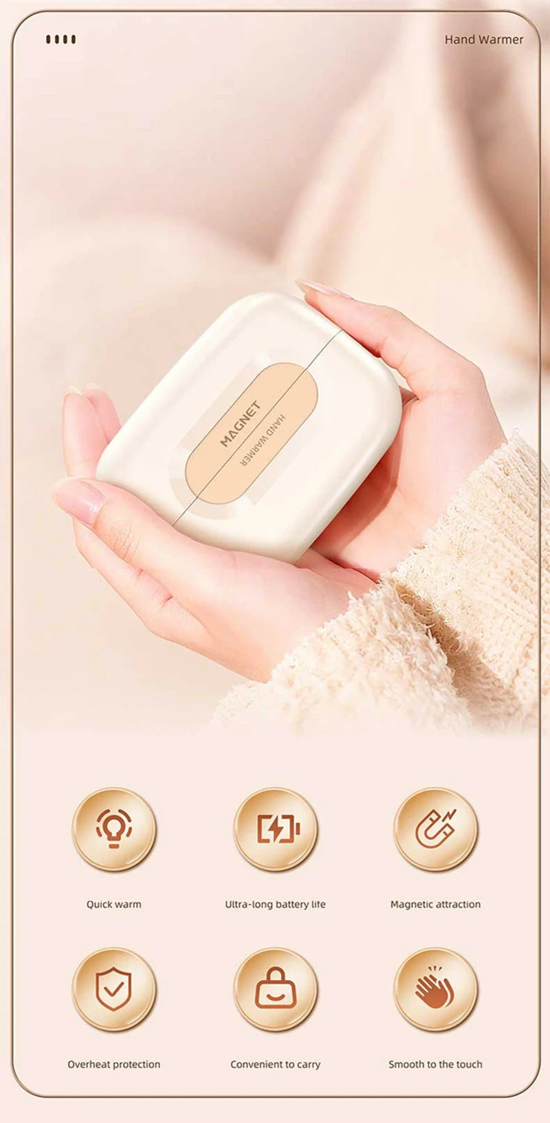 2-in-1 Magnetic Hand Warmer 60000mAh Fast charging Digital Display Mini Portable USB Rechargeable Pocket Heater 2026 Beauty World Shop