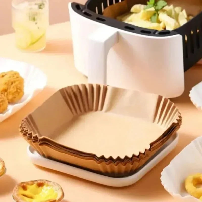 50 PCS Air Fryer Blotting Paper, Baking Blotting Paper, Food Grade Leakproof Non-Stick Food Pad, Thickened Silicone Paper Pad Beauty Fashion