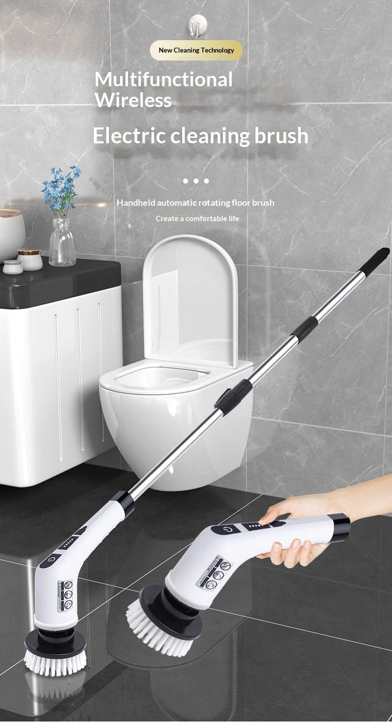 Electric Cleaning Brush:9-in-1 Head,Rotates Flexibly Multifunction Tool for Bathroom, Floors, Corner Gaps and Shower Room Glass Beauty World Shop
