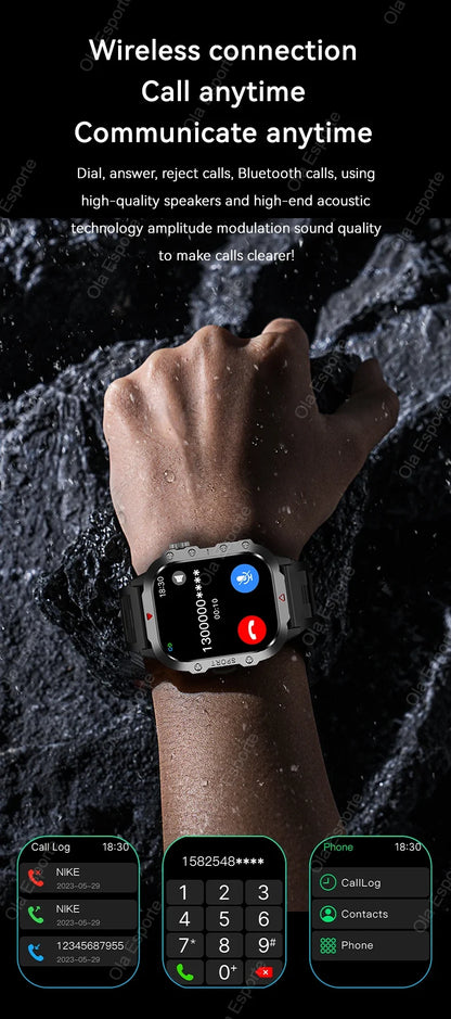 New Military GPS Smart Watch Men Flashlight Compass Waterproof Outdoor Sports Tracker Bluetooth Calls Smartwatch For Android IOS