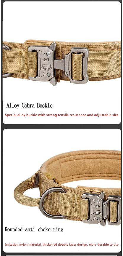 Pet Products Outdoor Tactical Dog Collar Metal Buckle Breathability Nylon Collar Medium and Large Dog Training Neck Collar Dog Beauty World Shop