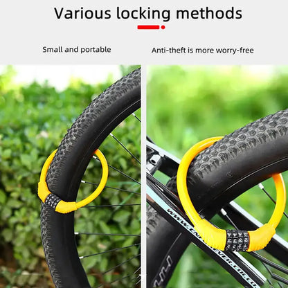 4 Digital Code Anti-Theft Bicycle Cable Lock Stainless Steel Security Locks Portable Combination Code Padlock Beauty World Shop